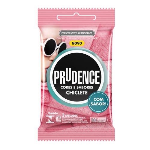 Preservativo Prudence Cores & Sabores Chiclete 3 Unidades