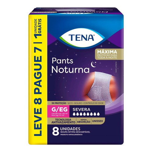 Fralda Calça Geriátrica Unissex Tena Pants Noturna G/EG 8 unidades