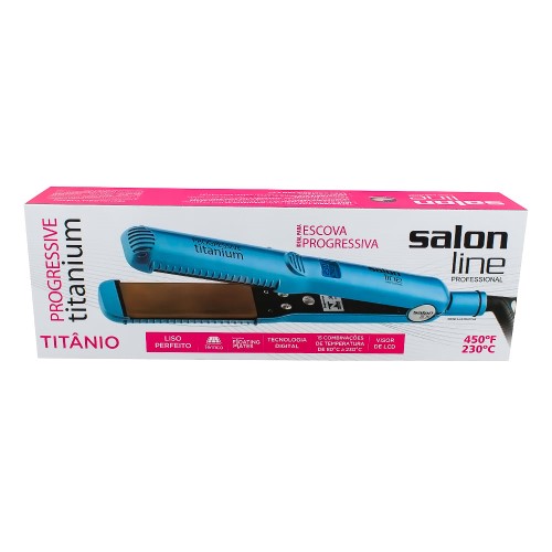 Prancha Salon Line Professional Progressive Titanium Azul Bivolt