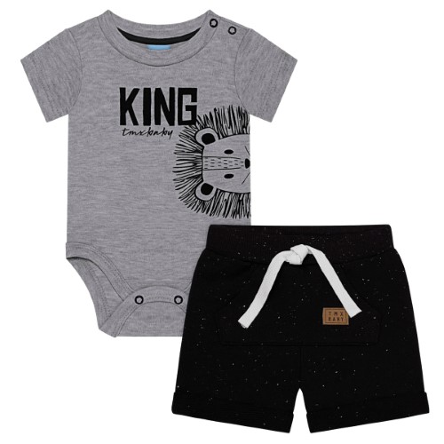 Body curto c/ Short para bebê em suedine Lion King - TMX