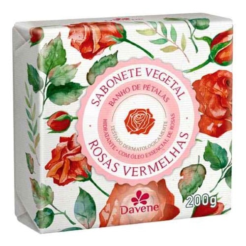 Sabonete Vegetal em Barra Davene Rosa Vermelha 200g