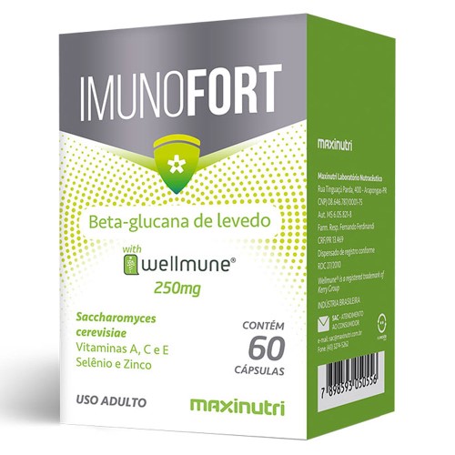 Imunofort Wellmune + Vitaminas 250mg Maxinutri 60 cápsulas