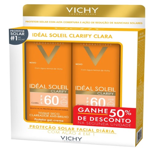 Vichy Idéal Soleil Clarify Clara FPS 60 Kit Promocional – 2 Protetores Solares