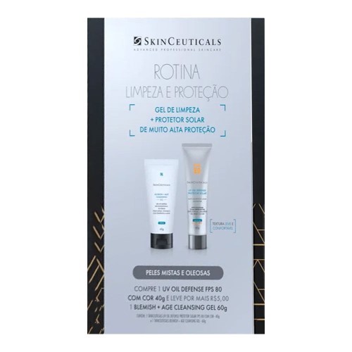 SkinCeuticals Rotina Limpeza e Proteção Kit – Protetor Solar com Cor FPS80 + Gel de Limpeza Facial