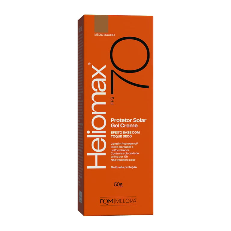 Protetor Solar Facial Heliomax Efeito Base Toque Seco Fps70 Médio Escuro 50g