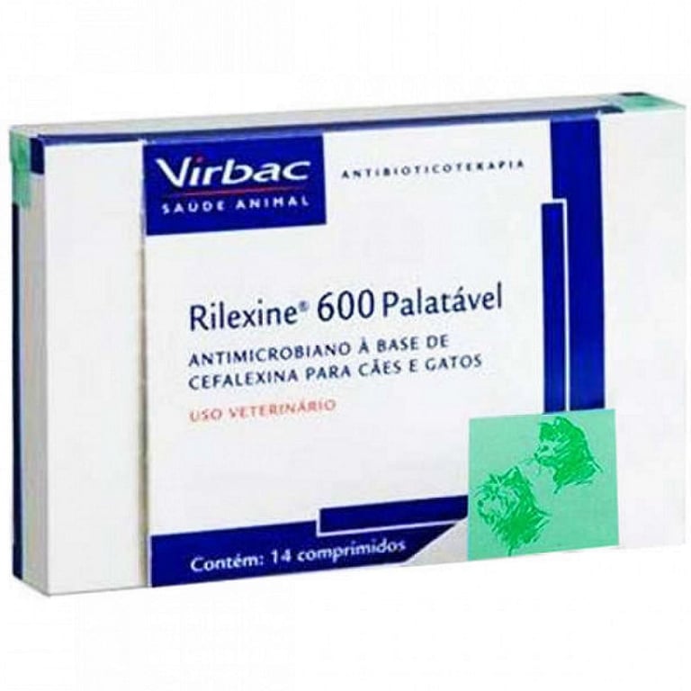 Rilexine 600mg para Cães e Gatos Uso Veterinário com 14 Comprimidos