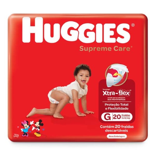 Fralda Descartável Huggies Supreme Care Jumbo G 20 Unidades