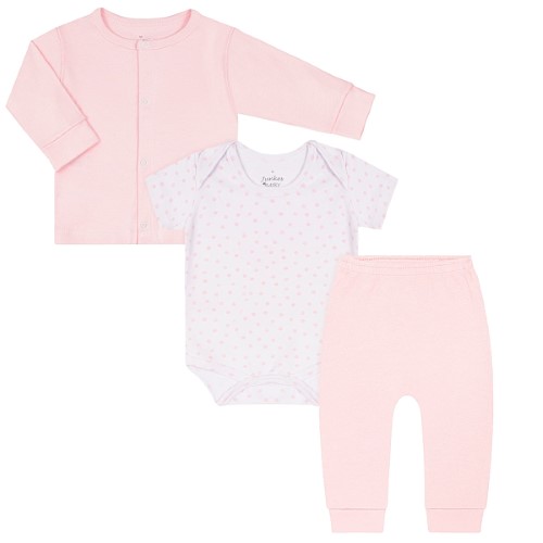 Pagão Poá: Casaquinho + Body curto + Calça para bebê em suedine - Junkes Baby 