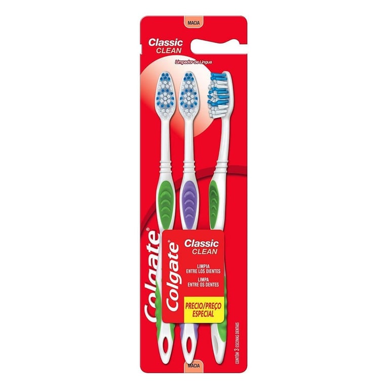 Escova Dental Colgate Classic Clean 3 Unidades