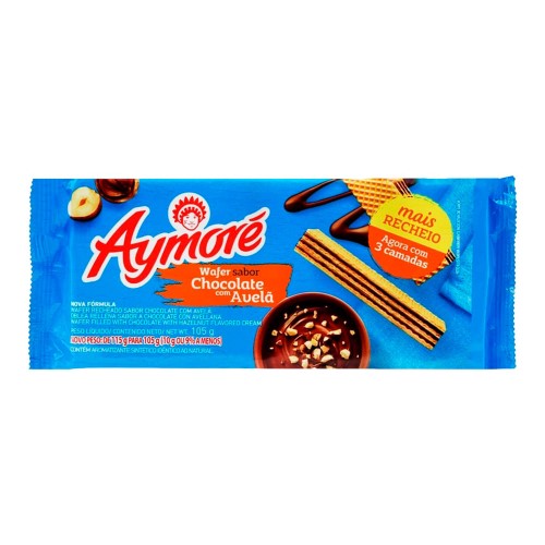 Biscoito Aymoré Wafer Sabor Chocolate com Avelã 105g