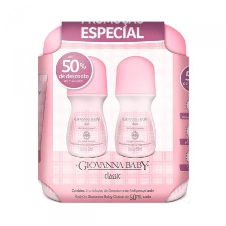 Desodorante Giovanna Baby Roll On Rosa 50ml 2 Unidades