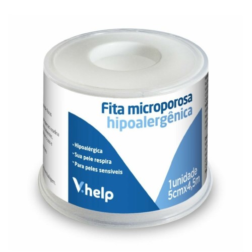 Fita Microporosa V.Help Hipoalérgica Branca 5cmx4,5m 1 Unidade