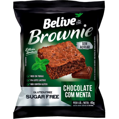 Brownie Belive Chocolate com Menta Sem Açúcar, Glúten e Lactose com 40g