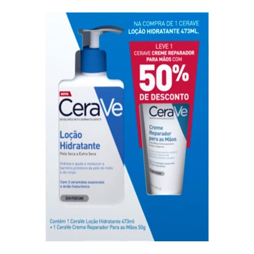 CeraVe Kit – Loção Hidratante + Creme Reparador para Mãos