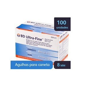 Agulha para Caneta BD UltraFine 8mm 100 Unidades