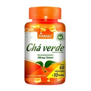 Chá Verde Tiaraju 300mg com 60 Cápsulas e Ganhe 10 Cápsulas