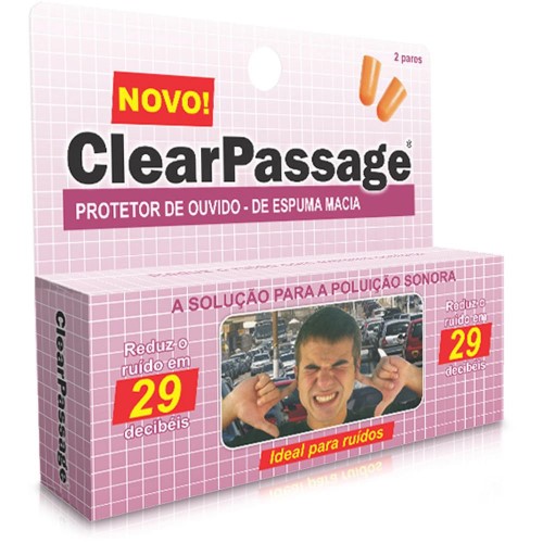 Protetor de Ouvido ClearPassage Espuma Macia com 2 Pares