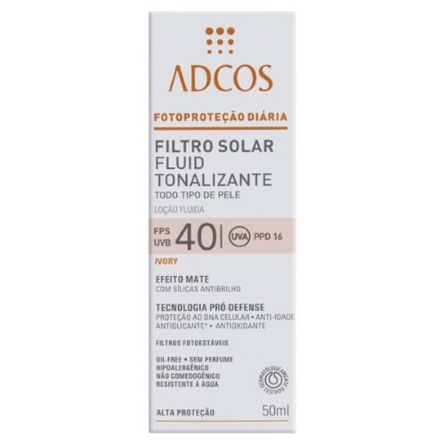 Protetor Solar Facial Adcos Fotoprot Diária Tonal Efeito Mate Ivory Fps40 50ml