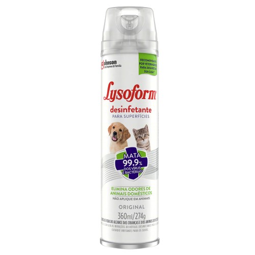 Lysoform Desinfetante Spray Original Superfície Pets 360ml