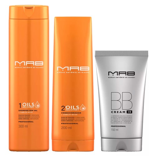 MAB Oils Recovery + BB Cream Kit - Shampoo + Condicionador + Leave-in BB Cream