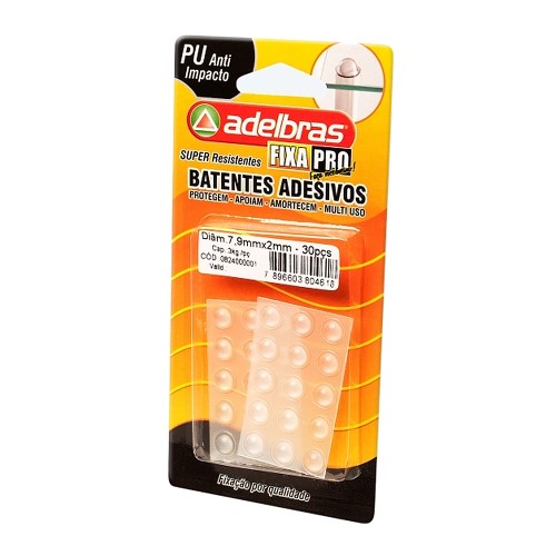 Batentes Adesivos Adelbras Anti-impactos 7,9 x 2mm Transparente 30 Unidades