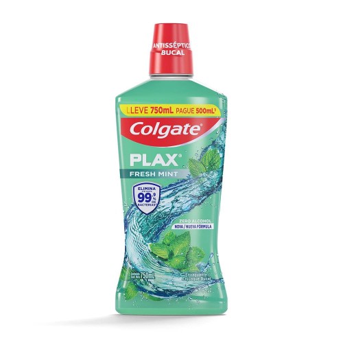 Enxaguante Antisséptico Bucal Colgate Plax Fresh Mint Sem Álcool 750ml