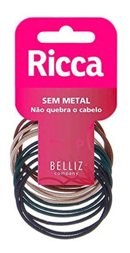 Elástico para Cabelo Ricca Basic Fashion sem Metal com 12 unidades