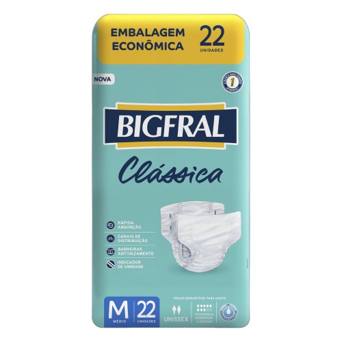 Fralda Descartável Bigfral Clássica M 22 Unidades