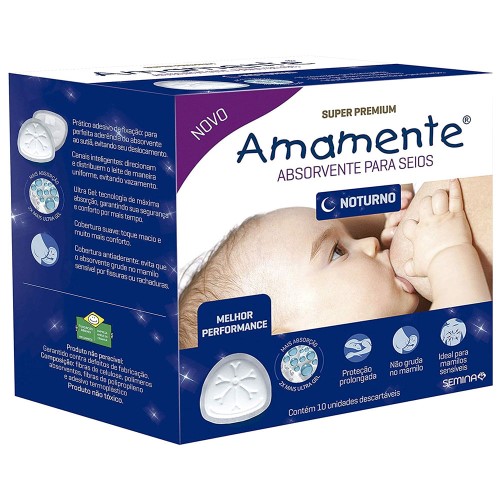 Absorvente para Seios Amamente Noturno 10 Unidades