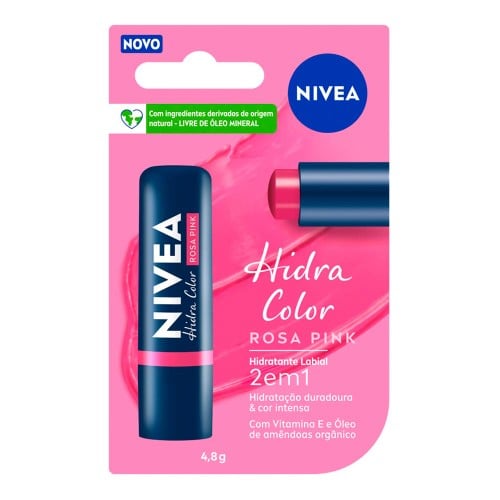 Hidratante Lábial Nívea Hidra Color Rosa Pink 4,8g