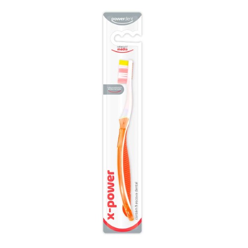 Escova de Dente Powerdent X-Power Média com 1 Unidade