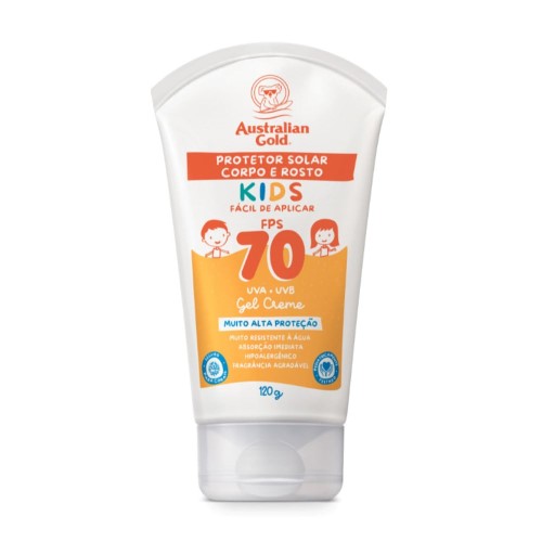 Protetor Solar Corpo E Rosto Australian Gold Kids Gel Creme Fps70 120g