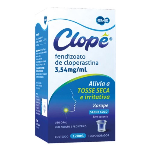 Clopê Cloridrato de Cloperastina 3,54mg/ml Sabor Coco Xarope 120ml