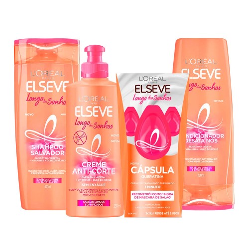 L`oréal Paris Elseve Longo dos Sonhos Kit - Shampoo + Condicionador + Creme de Pentear + Cápsula