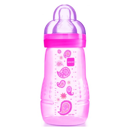 Mamadeira Mam Easy Active Fashion Bottle Bico de Silicone Skin Soft Cores Sortidas 270ml 2+ Meses Girls Ref:4838