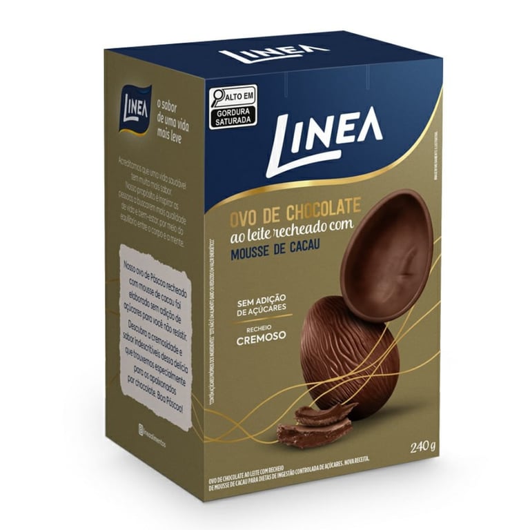 Ovo De Páscoa Linea Chocolate Ao Leite Recheado Com Mousse 240g