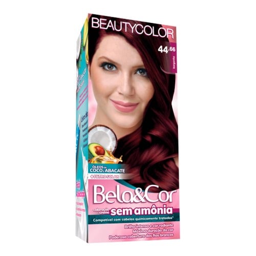 Coloração Permanente Beauty Color Bela&Cor Sem Amônia Borgonha 44.66