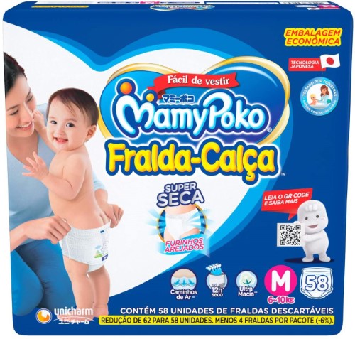 Fralda MamyPoko Calça Super Seca M 58 Unidades