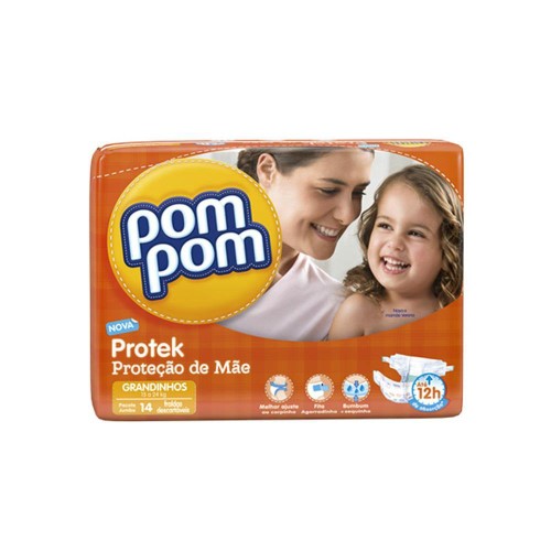 Fralda Pom Pom Protek Proteção de Mãe Grandinhos 15 a 24kg - 14 Unidades