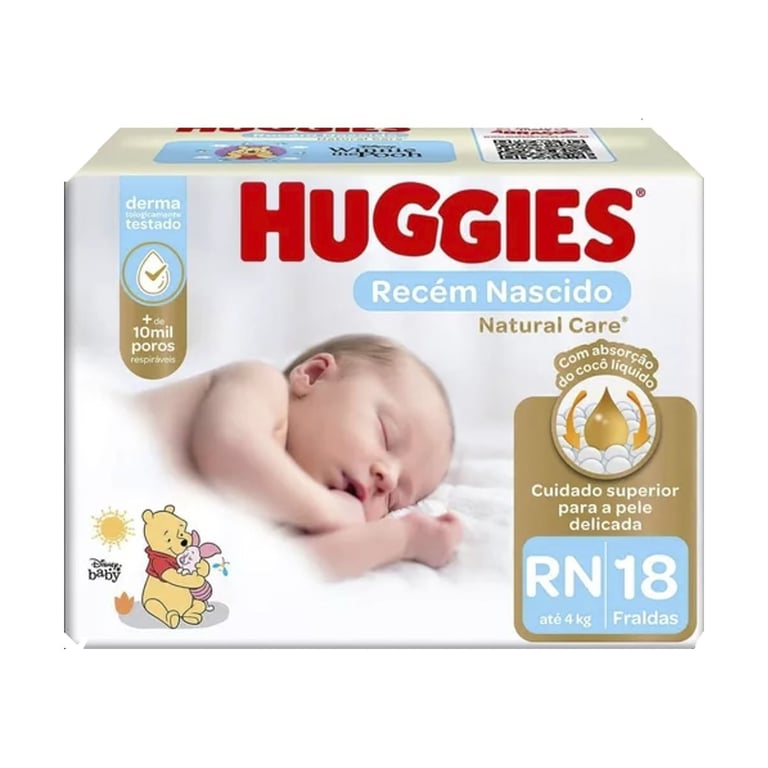 Fralda Descartável Huggies Supreme Care Disney Baby RN, pacote com 18 unidades