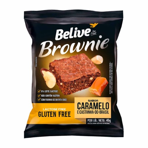 Brownie Belive Be Free Caramelo E Castanha Do Brasil Sem Lactose E Sem Glúten Com 40g