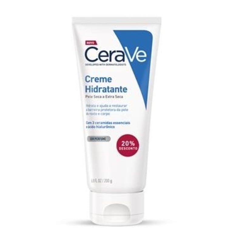 CeraVe Creme Hidratante Pele Seca e Extra Seca 200g com 20% de Desconto