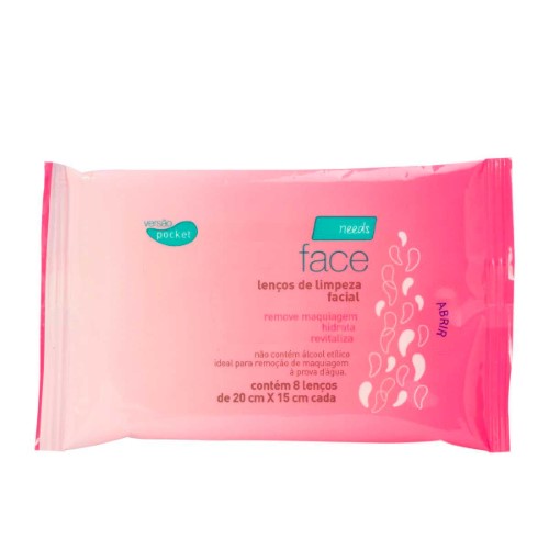 Lenço Demaquilante para Limpeza Facial Needs Face com 8 unidades