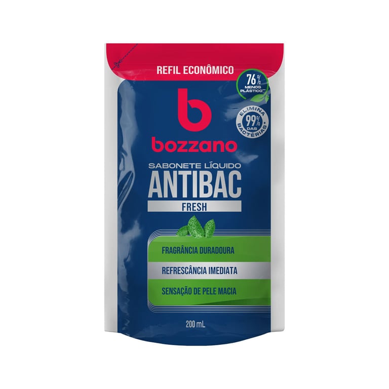 Sabonete Líquido Fresh Bozzano Antibac Sachê 200ml Refil Econômico