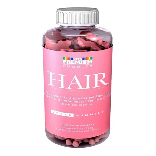 Vitamina Premium Gummies Hair Tutti Frutti C/ 60 Gomas