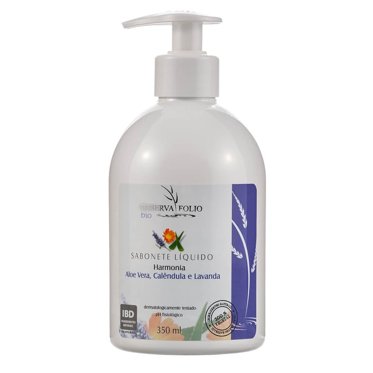 Sabonete Líquido Natural Harmonia com Aloe Vera, Calêndula e Lavanda 350ml – Reserva Folio