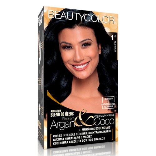 Coloração Permanente Beauty Color Argan&Coco Preto Onix 1.0