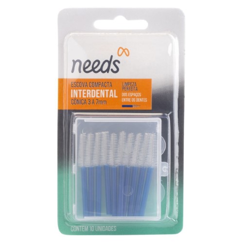 Escova Compacta Interdental Needs Cônica cor Azul 3 a 7 mm 10 unidades