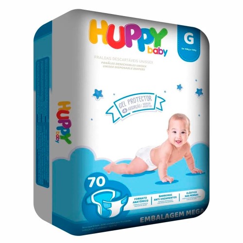 Fralda Descartável Huppy Baby Mega G 70 Unidades