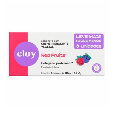 Sabonete em Barra Cloy Ultra Hidratante Red Fruits 6 unidades de 80g